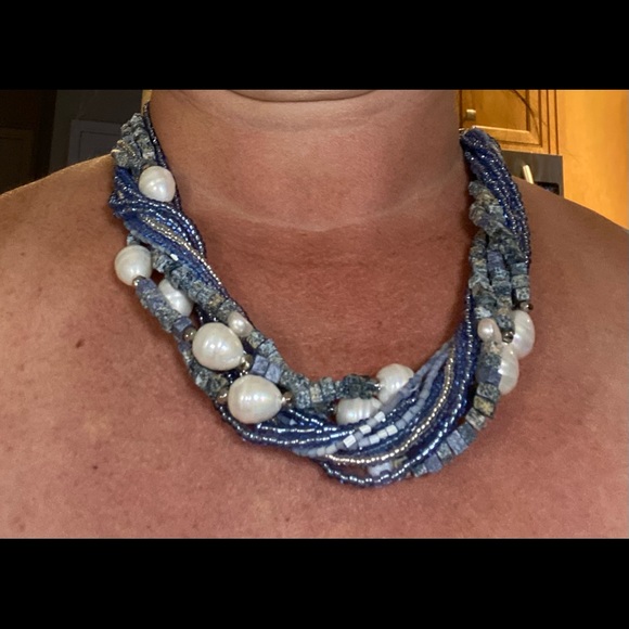 Chico statement strand Necklace Blue Beach Bead - Picture 6 of 6